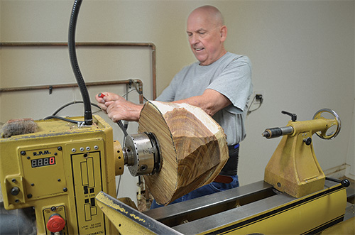 Attaching a rough bowl blank to a lathe faceplate