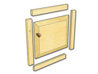 Drawing of a cabinet door with raised frame and panel construction