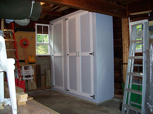 Large painted garage cabinet