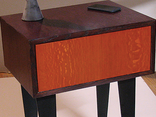 MDF bedside table covered by veneer