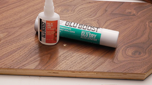 Filling wood chip with Gluboost adhesive