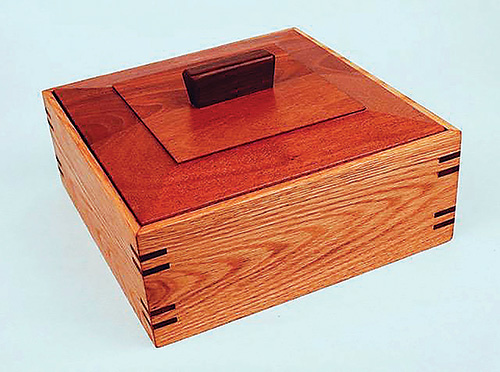 Oak, mahogany and ebony tea box