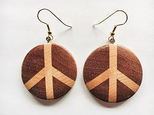 Walnut and maple earrings for charity