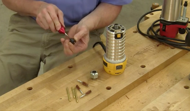 Using a Gun Bore Kit to Clean Router Collets