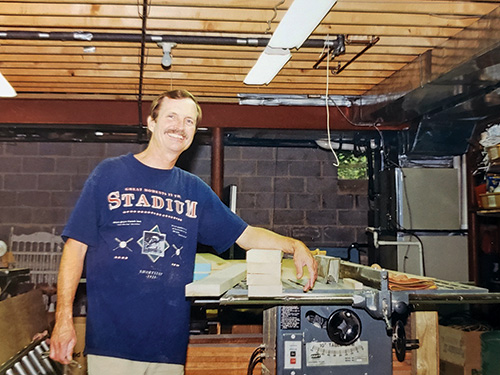 Bill Blix at his workshop table saw