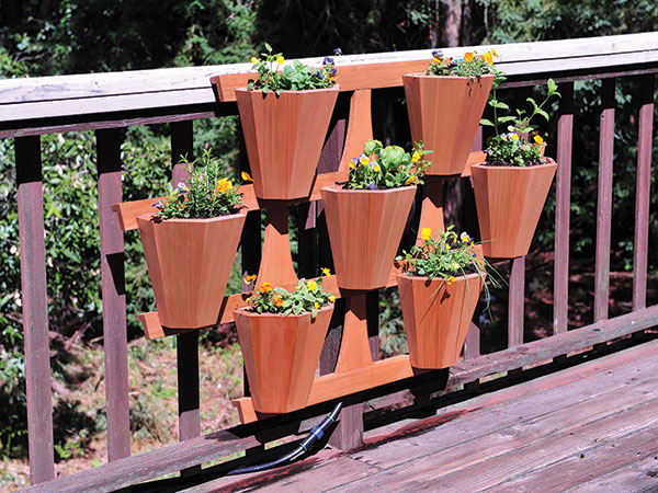 Garden planters on deck railing