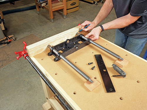 Setting up end vise to install on workbench
