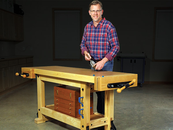 Shop workbench with MDF tabletop