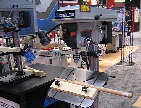 Delta's new laser-guided dual axis table drill press. Get ready to make some chairs!
