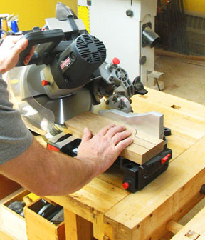 Figure 1: Bevel-cut the bottom end of the upright to 45 degrees, using a miter saw or table saw and miter gauge.