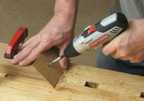Figure 6: Attach the base to the upright with glue and two flathead wood screws.