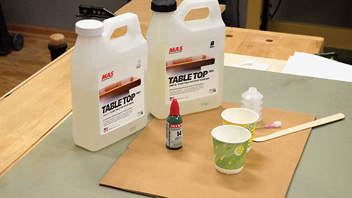 MAS epoxy and colorant for filling inlay