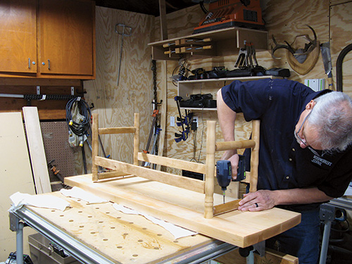 Attaching legs to spindle bench base