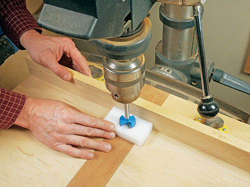 Drilling cup hole in cabinet frame