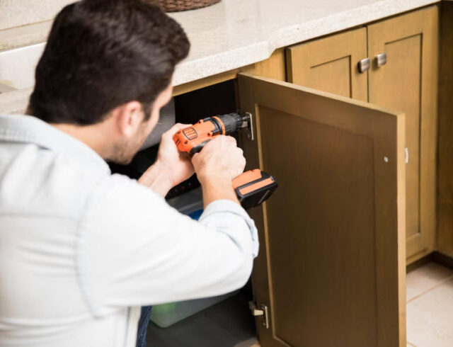 Installing kitchen cabinet door