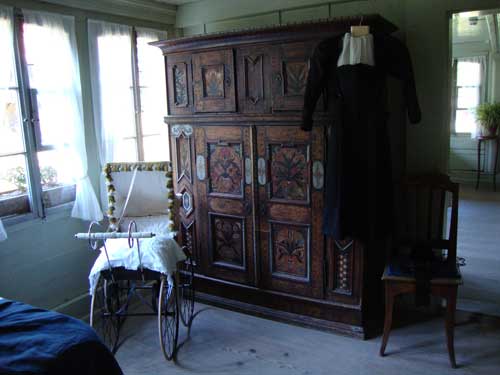 interior with carved cabinet at Ballenberg