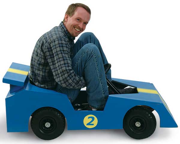 Our Art Director in a Go Cart