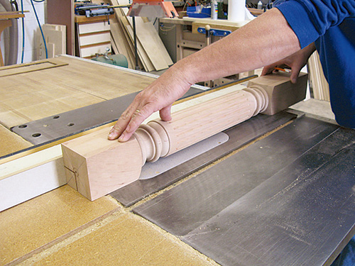 Cutting pre-made island legs at the table saw