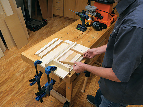 Placing spacer along front of spurtle blank