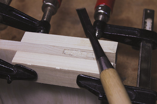 Chopping cross-grain with a chisel