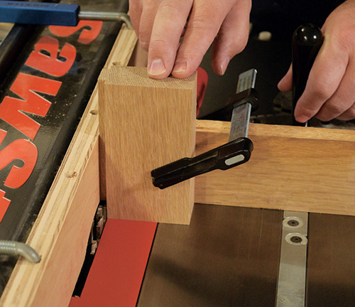 Cutting corbel flush with the top of the Limbert desk leg