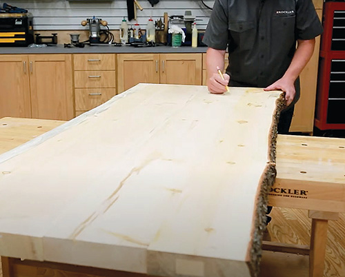 Piecing together live edge lumber table