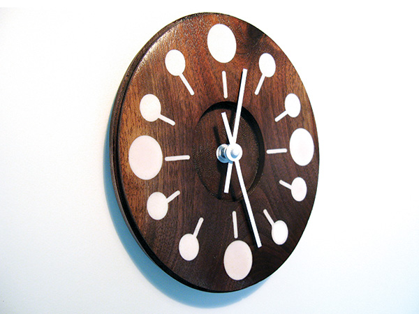 Lollipop clock with epoxy hour markers