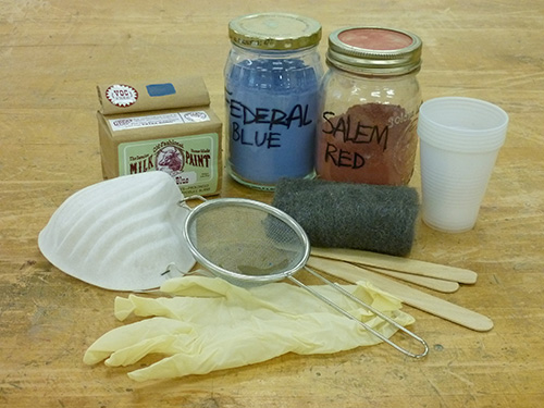Supplies required to mix milk paint