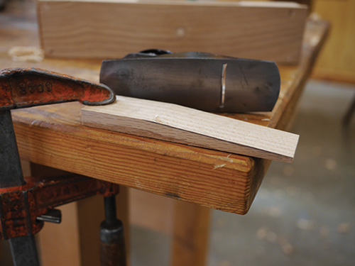 Clamping wooden hand plane wedge for fit