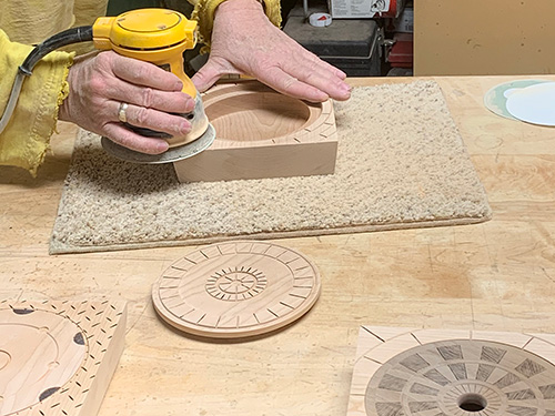 Sanding top of box with a random orbit sander