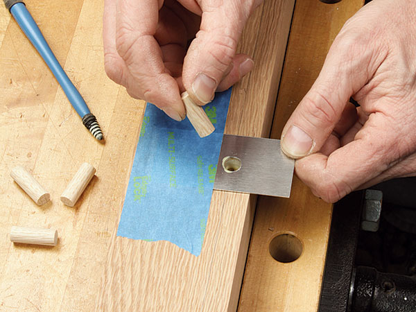 Masking Around Dowels or Plugs with Scrap Metal