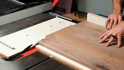Cutting shelving panel with crosscut sled