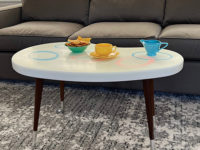 Epoxy poured mid-century modern table