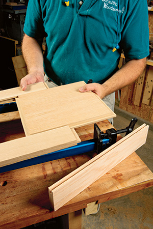 Test fitting center panel of frame-and-pane door