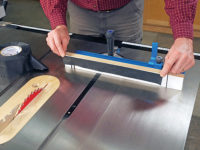 Gaffer tape on a table saw miter fence
