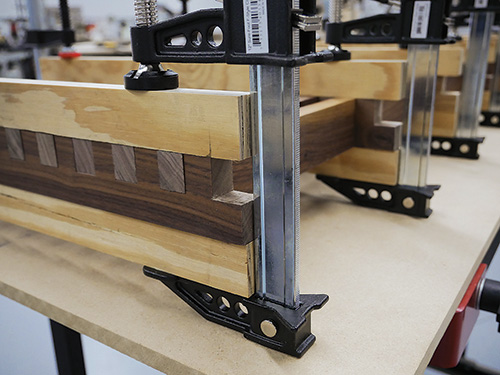 Adding outer slats to clamped and glued modern coffee table project