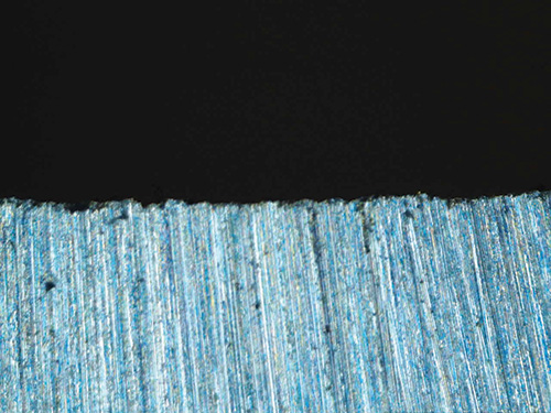 Close-up of an M2 tool sharpened on a CBN grinding wheel