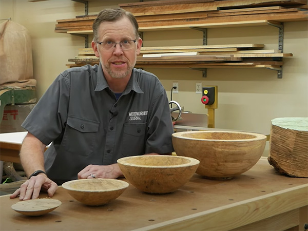 Four bowls turned from a single blank