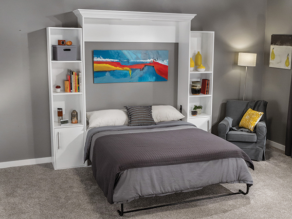 Murphy bed with shelving and cabinets
