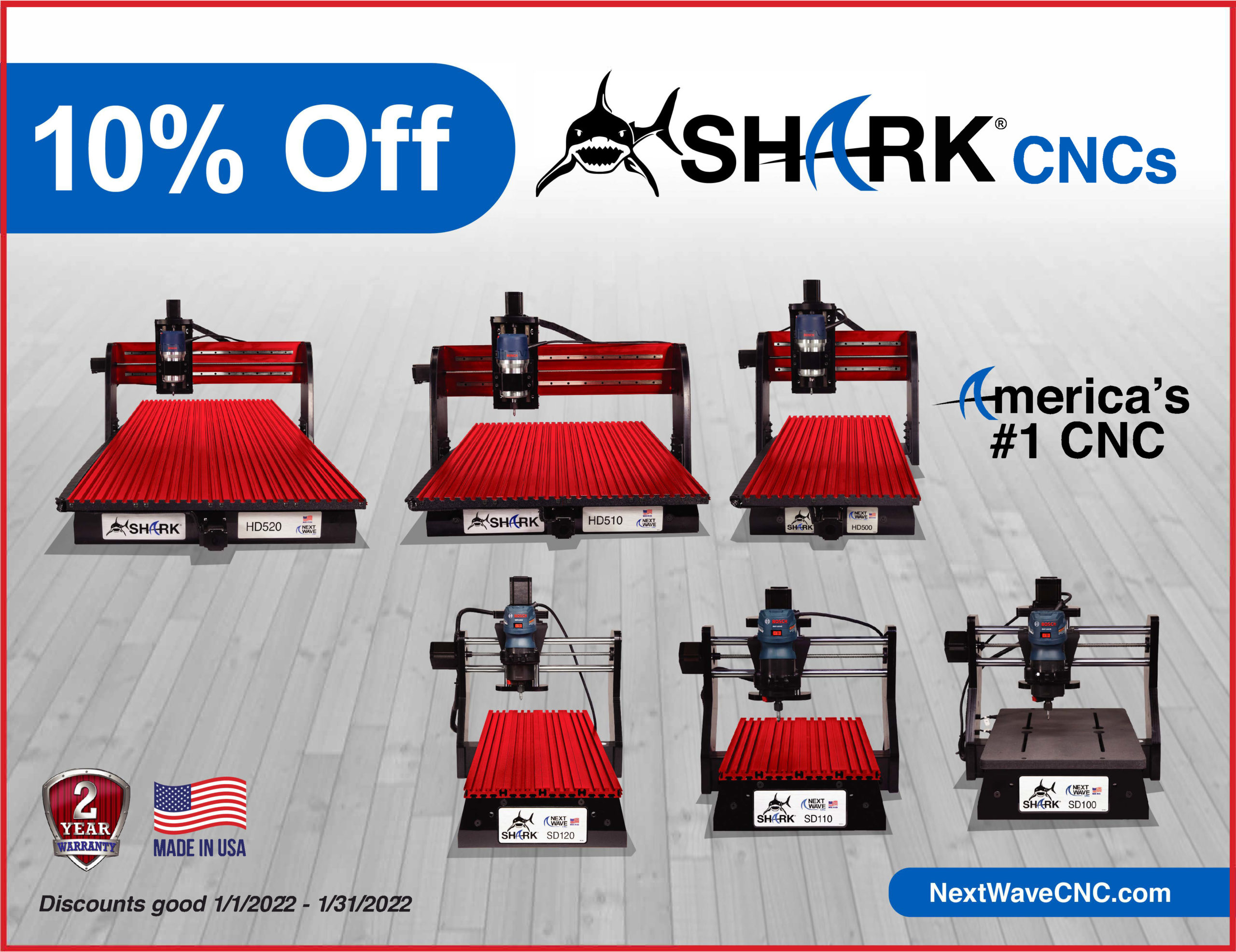 10% Off Next Wave Shark CNC Machines