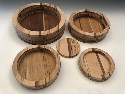 Rough cut centers turned into nesting bowls