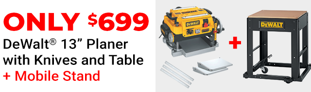 DeWalt 13 Inch Planer with Knives, Table and Mobile Stand Only $699