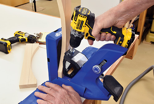 Drilling pocket holes for installing plant stand rails