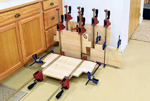 Gluing shelving panels for plant stand