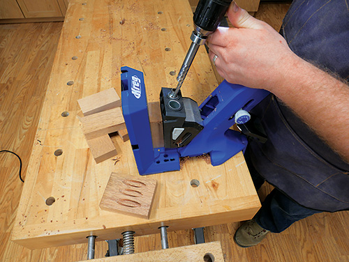 Cutting pocket hole plugs with Kreg jig