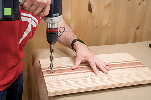 Drilling hole for jigsaw blade cutout in cutting board