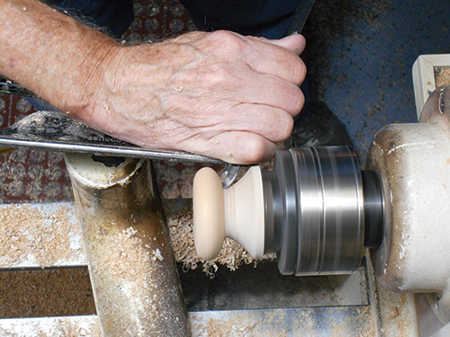 Attaching paper towel holder cap to lathe
