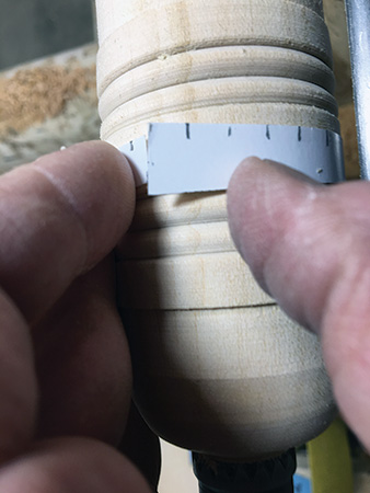 Measuring out ferrule marking locations on pencil box