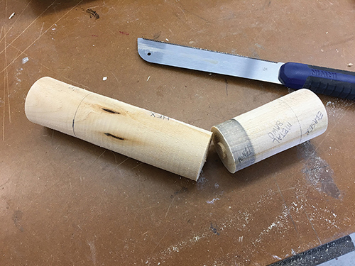 Separating pencil box blank into base and top