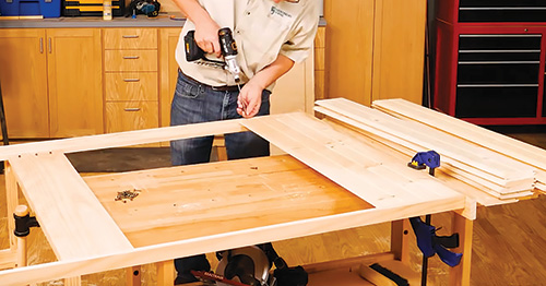 Assembling back slats for pine entry bench